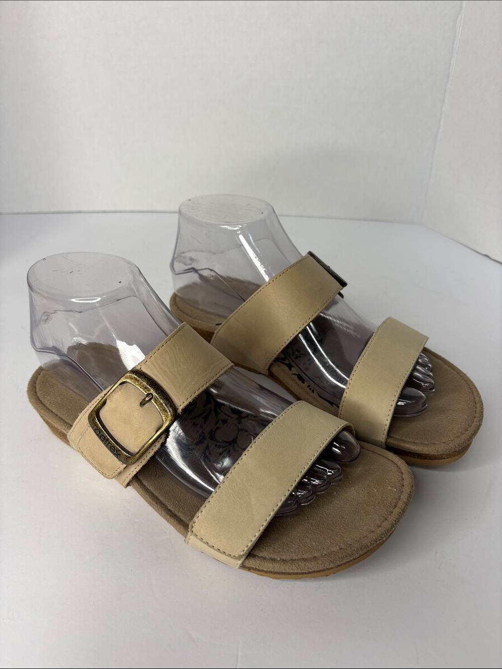 Aertrex Daisy Beige Buckle Strap Women's Slide Sandal